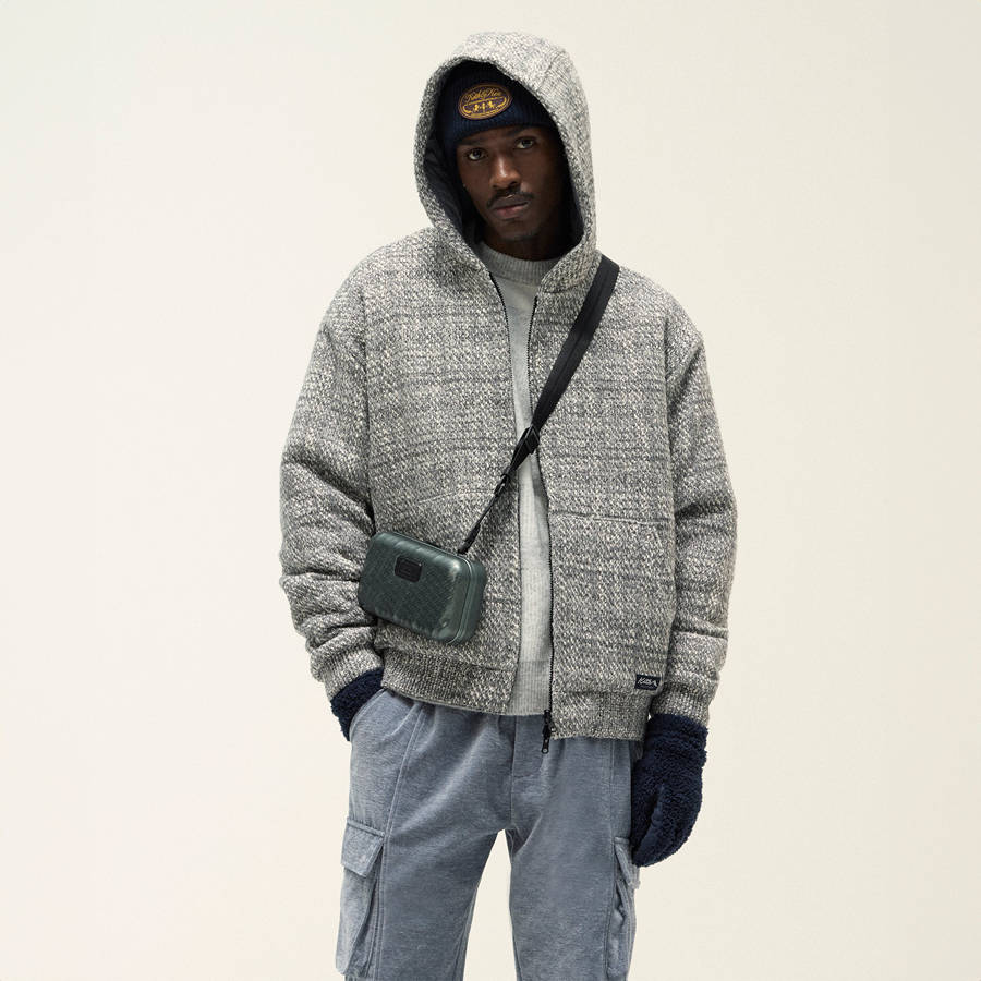 Green Men Kith Textured Tweed Sierra Hoodie Jackets | 1357-QWEFB
