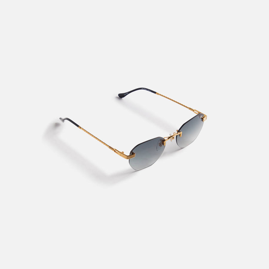 Green Men Kith Vintage Frames Detroit Player Drill Mount 24Kt Gold Sunglasses | 6294-WAMFI