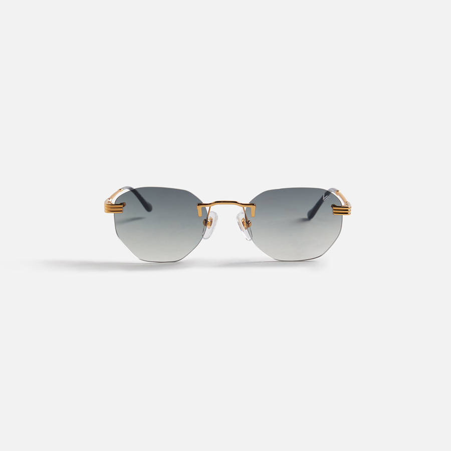 Green Men Kith Vintage Frames Detroit Player Drill Mount 24Kt Gold Sunglasses | 6294-WAMFI