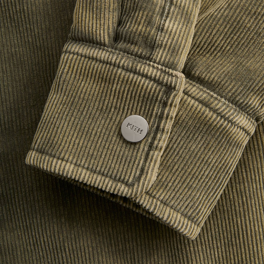 Green Men Kith Washed Corduroy Brixton Puffed Shirt Jackets | 1052-GNXVF