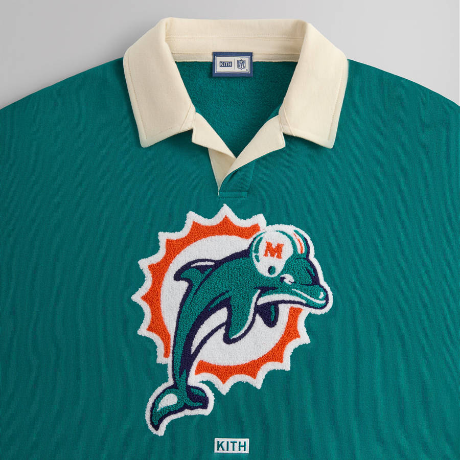 Green Men Kith and '47 for the NFL: Dolphins Nelson Collared Pullover Shirts | 4103-IACBV