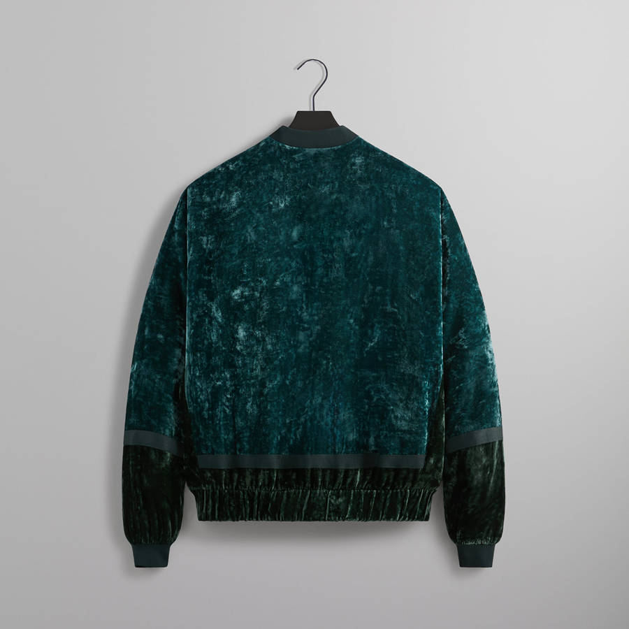 Green Men Kith and Kin Crushed Velvet Silas Bomber Jackets | 2861-TGKLV