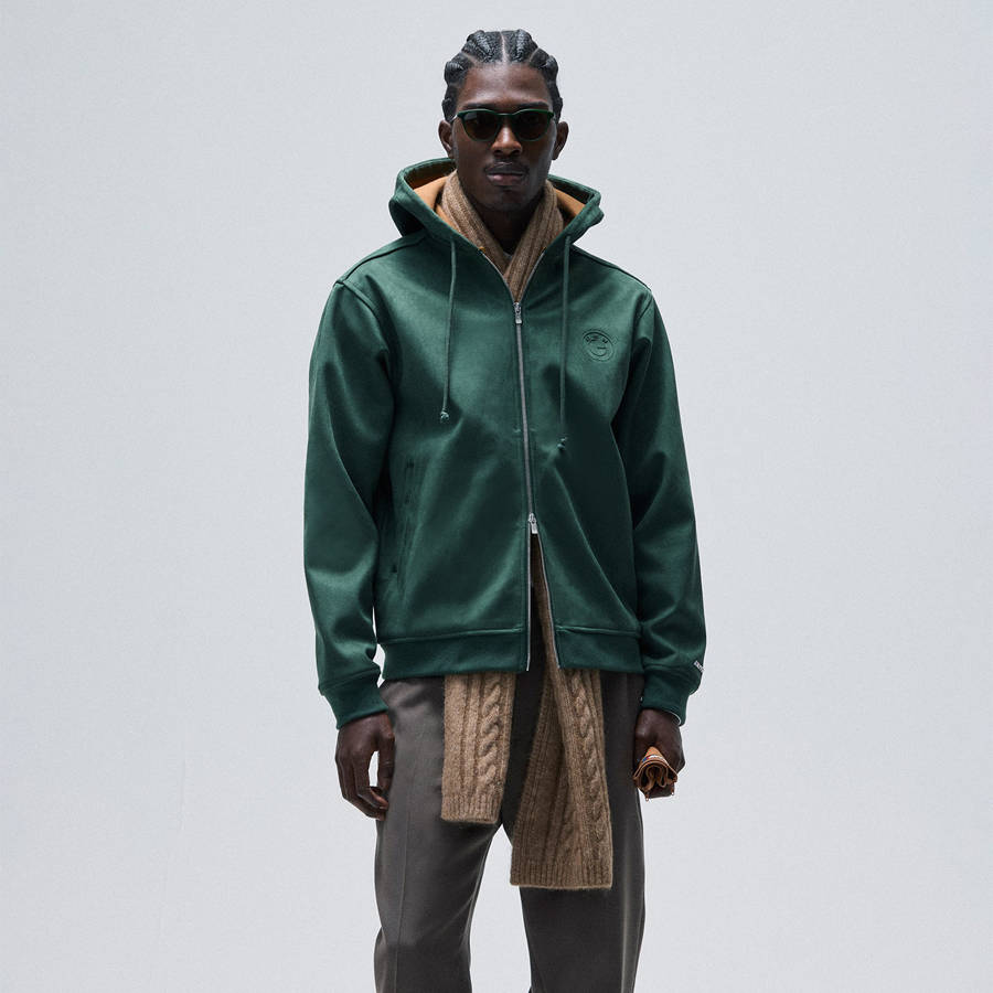 Green Men Kith for BMW Microsuede Williams V Full Zip Hoodie | 7014-BEKIL