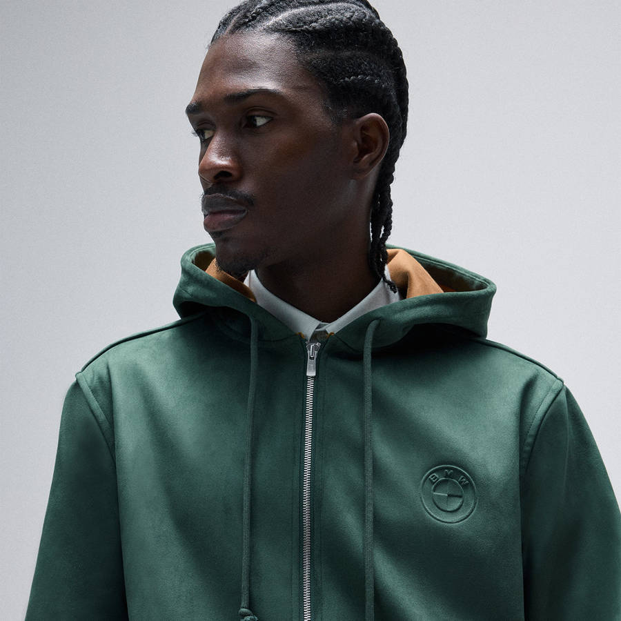 Green Men Kith for BMW Microsuede Williams V Full Zip Hoodie | 7014-BEKIL