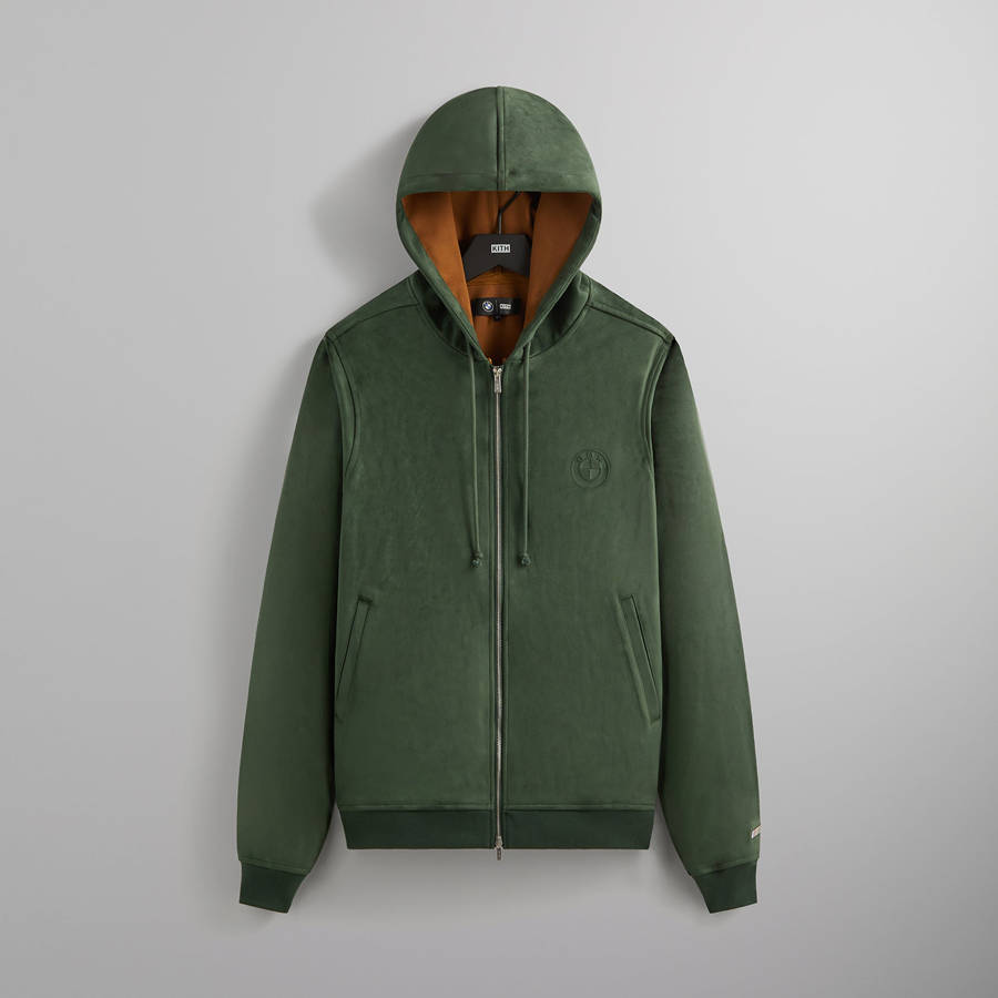 Green Men Kith for BMW Microsuede Williams V Full Zip Hoodie | 7014-BEKIL