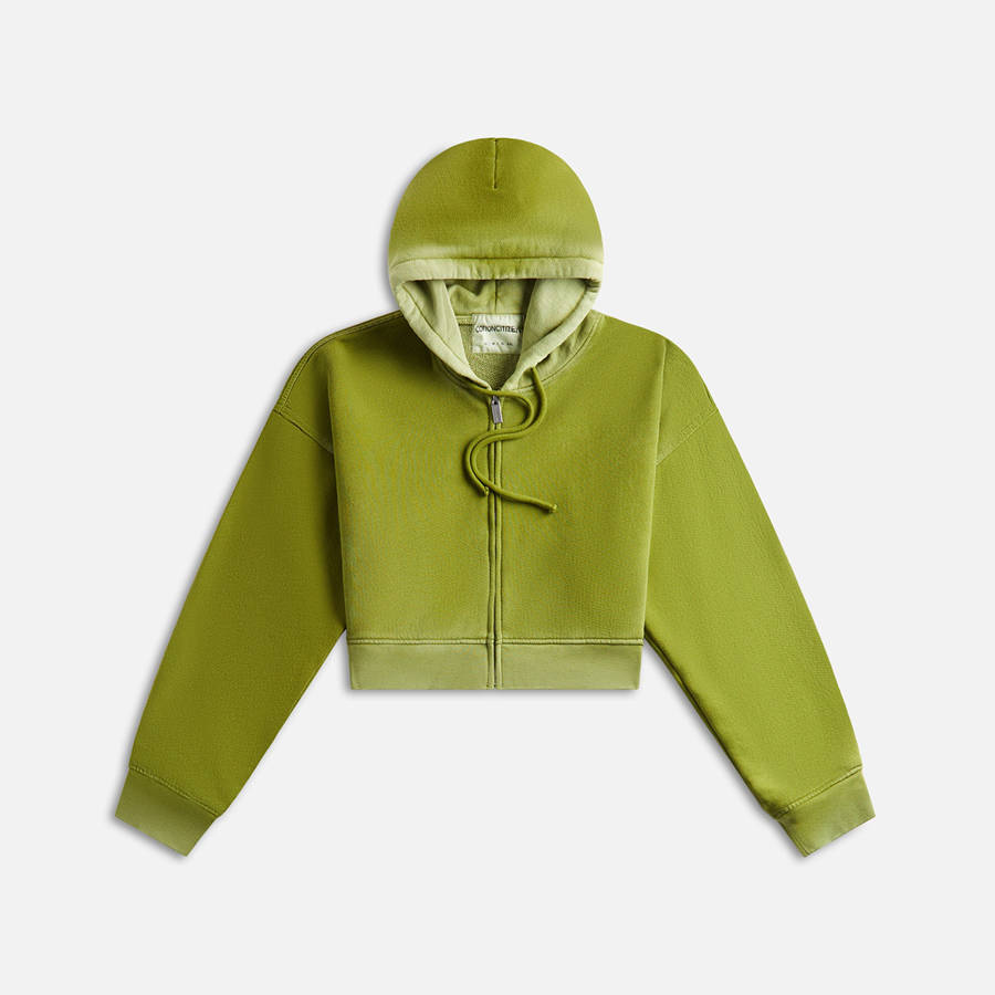 Green Women Kith Cotton Citizen Botston Crop Hoodie Sweatshirts | 0387-YMRUS