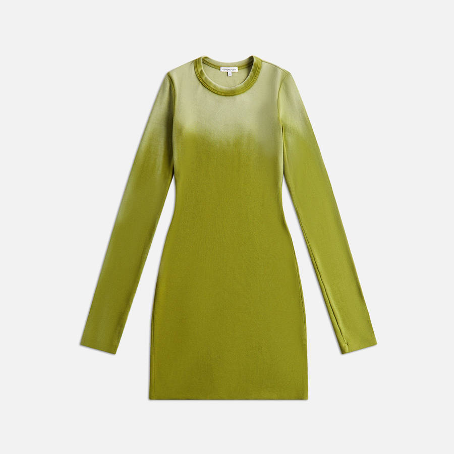 Green Women Kith Cotton Citizen Verona Long Sleeve Mini Dress | 0419-TJWEZ