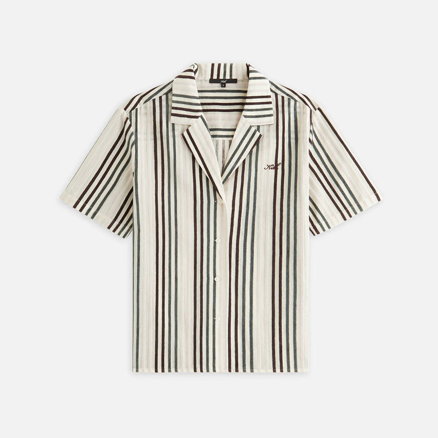 Green Women Kith Elena II Chenille Stripe Shirts | 7418-AFMLT