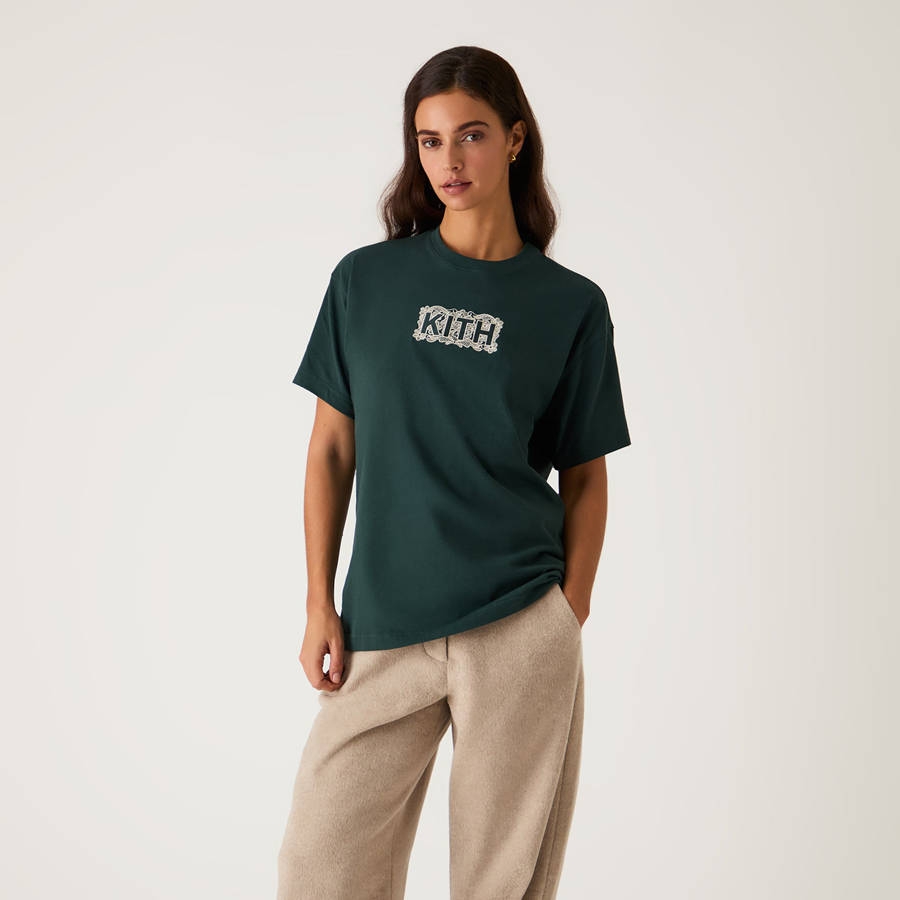 Green Women Kith Floral Lace Vintage T-Shirt | 6430-OQBSI
