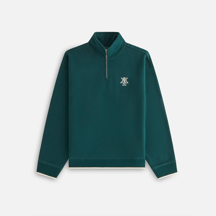 Green Women Kith Hunter III Crest Quarter Zip Sweatshirts | 6319-IKDYU