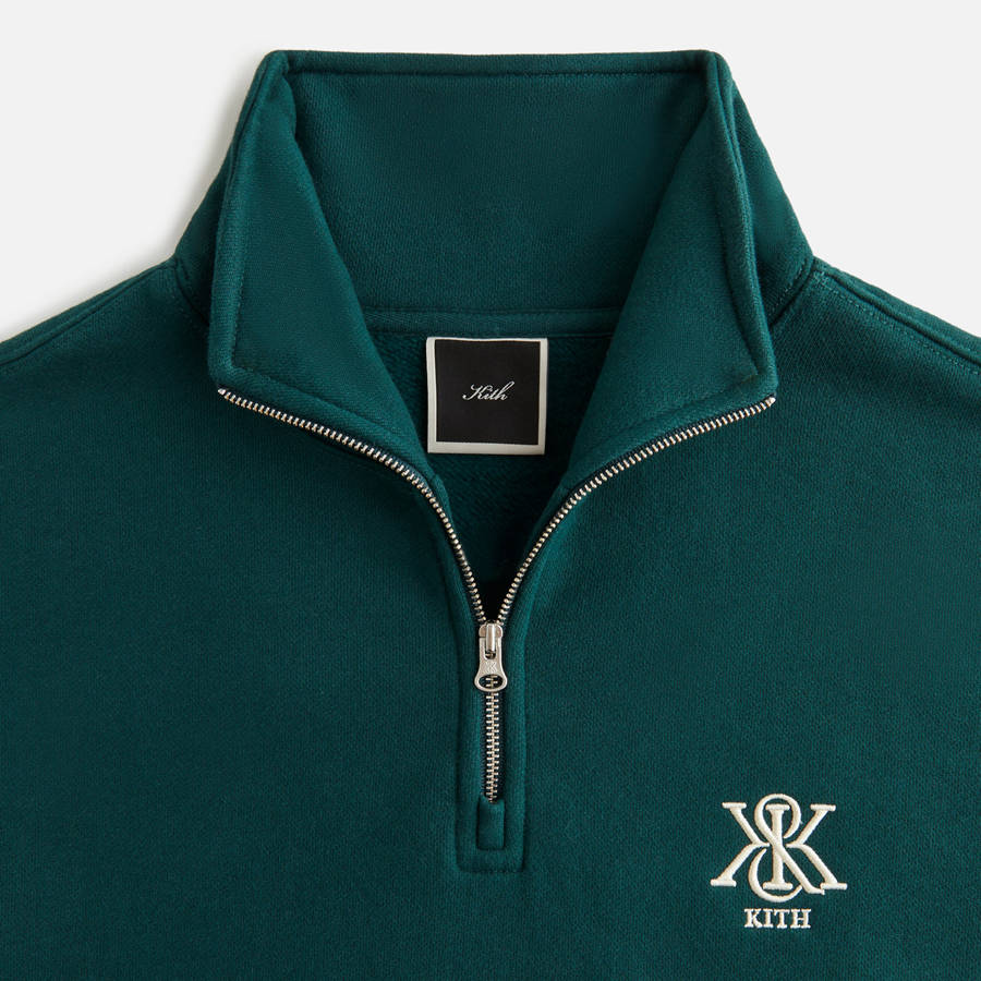 Green Women Kith Hunter III Crest Quarter Zip Sweatshirts | 6319-IKDYU