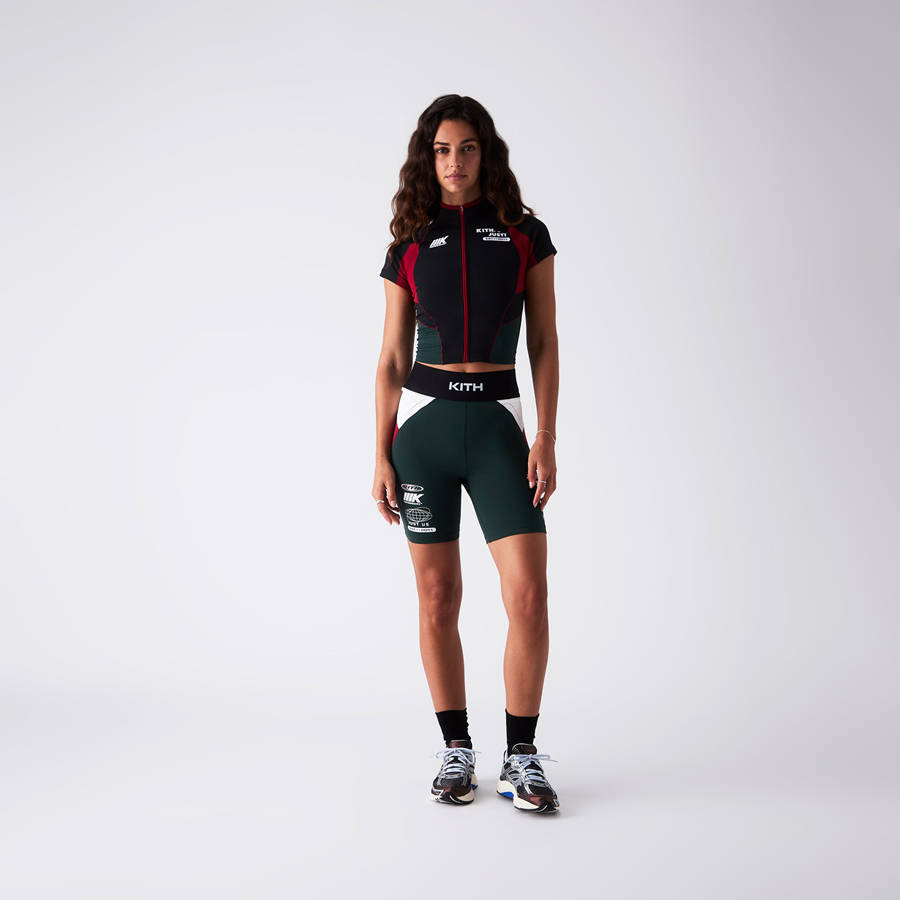 Green Women Kith Lana Panelled Biker Shorts | 4851-RVWHI
