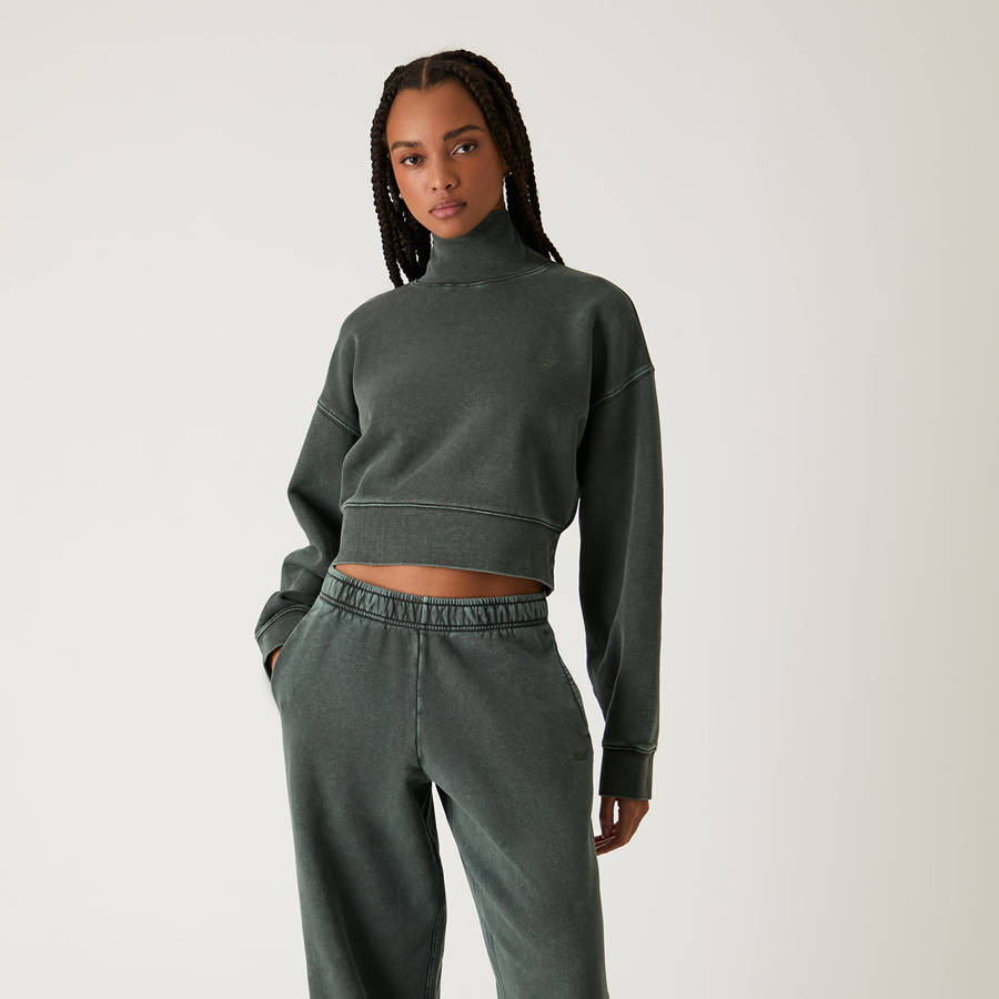 Green Women Kith Maryn Cropped Turtleneck Shirts | 1740-YHBSQ