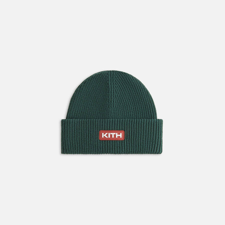 Green Women Kith Mia Beanie With Rubber Patch Headwear | 2437-RFIVN