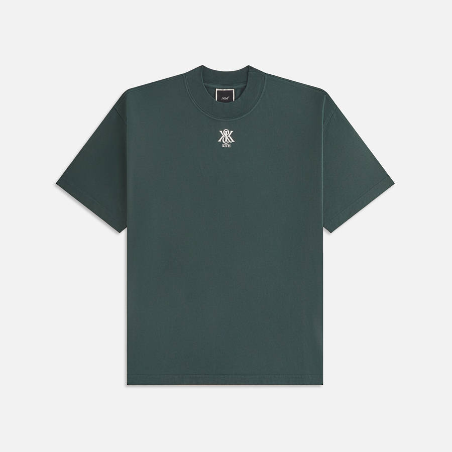 Green Women Kith Mock Neck Crest Vintage T-Shirt | 9574-BRNEY