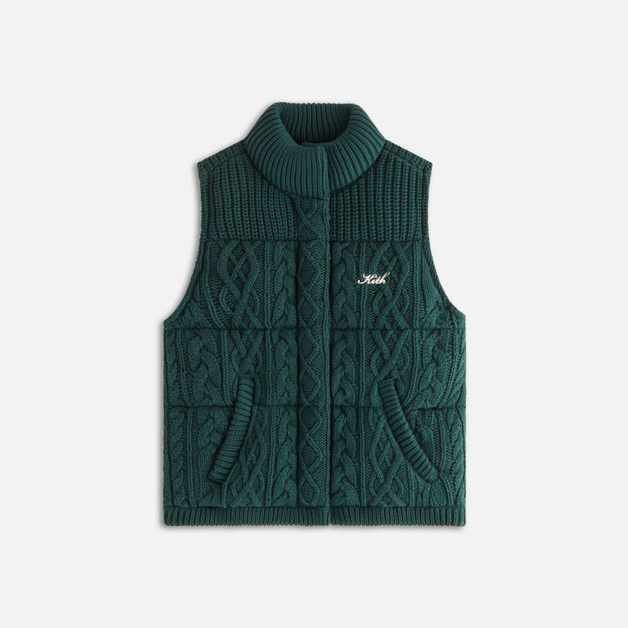 Green Women Kith Parker Cable Knit Vest | 8354-WMJNA