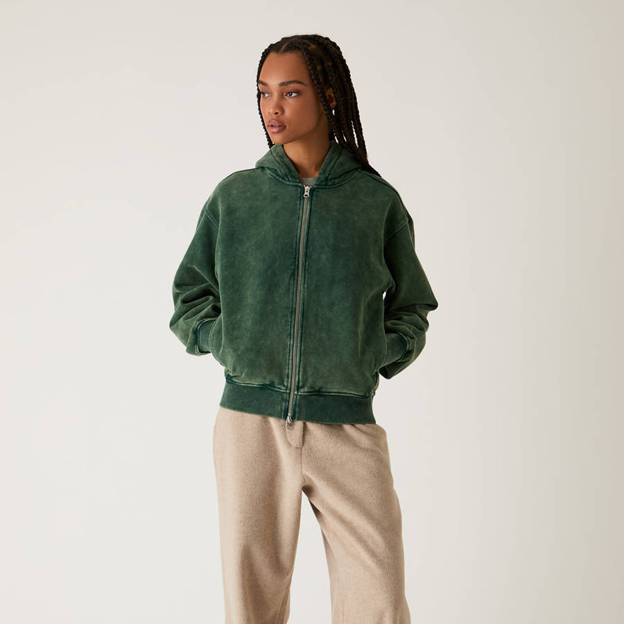 Green Women Kith Tanner Sueded Hoodie Sweatshirts | 4150-RJKFH