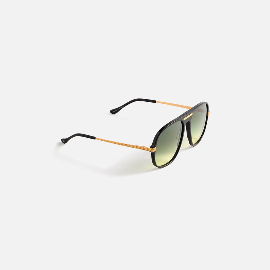 Green Yellow Men Kith Vintage Frames Lucky Black Acetate Sunglasses | 6348-MGNUR