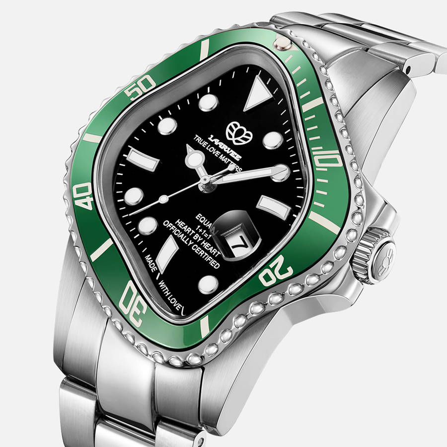 Green / Black Men Kith LAARVEE Silver Precision Steel Jewelry | 9375-WKVDH