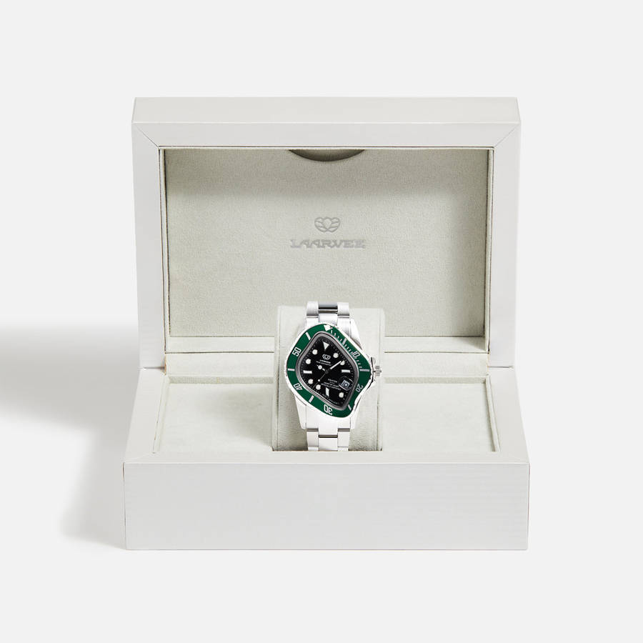 Green / Black Men Kith LAARVEE Silver Precision Steel Jewelry | 9375-WKVDH