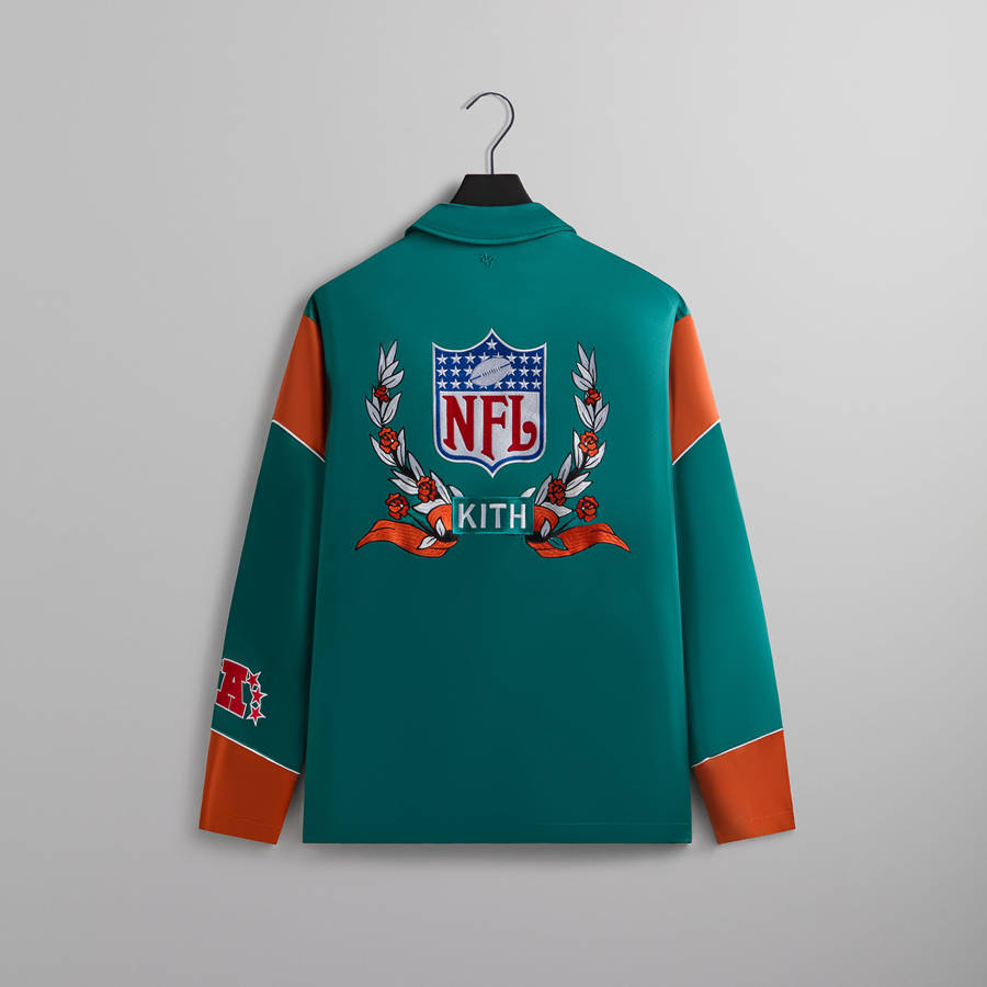 Green / Orange Men Kith and '47 for the NFL: Dolphins Kieran Coaches Jackets | 4153-PSVHJ