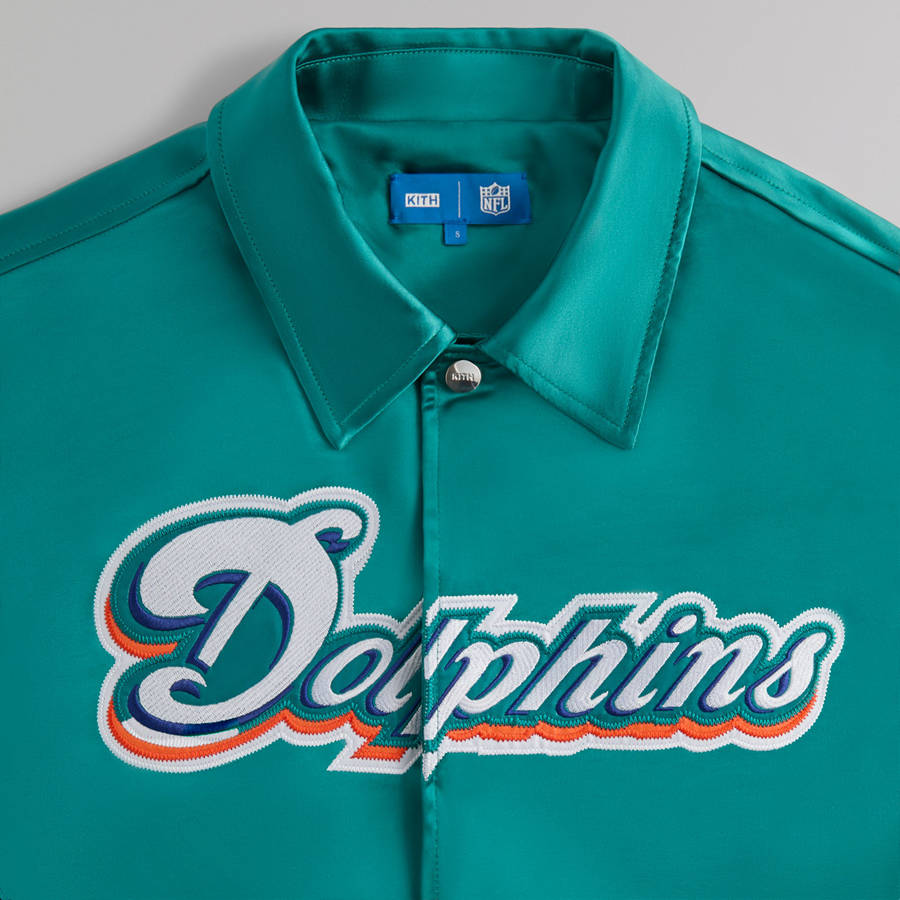 Green / Orange Men Kith and '47 for the NFL: Dolphins Kieran Coaches Jackets | 4153-PSVHJ