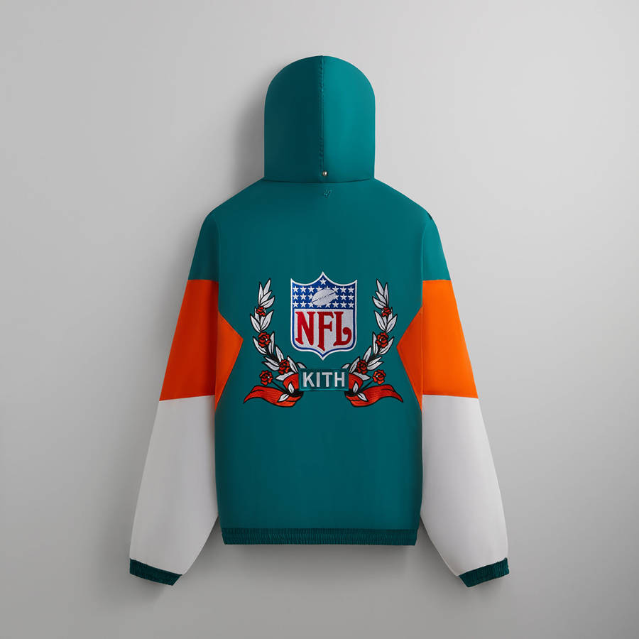 Green / Orange / White Men Kith and '47 for the NFL: Dolphins Quarter Zip Anorak With Hood Jackets | 4395-JYKMT
