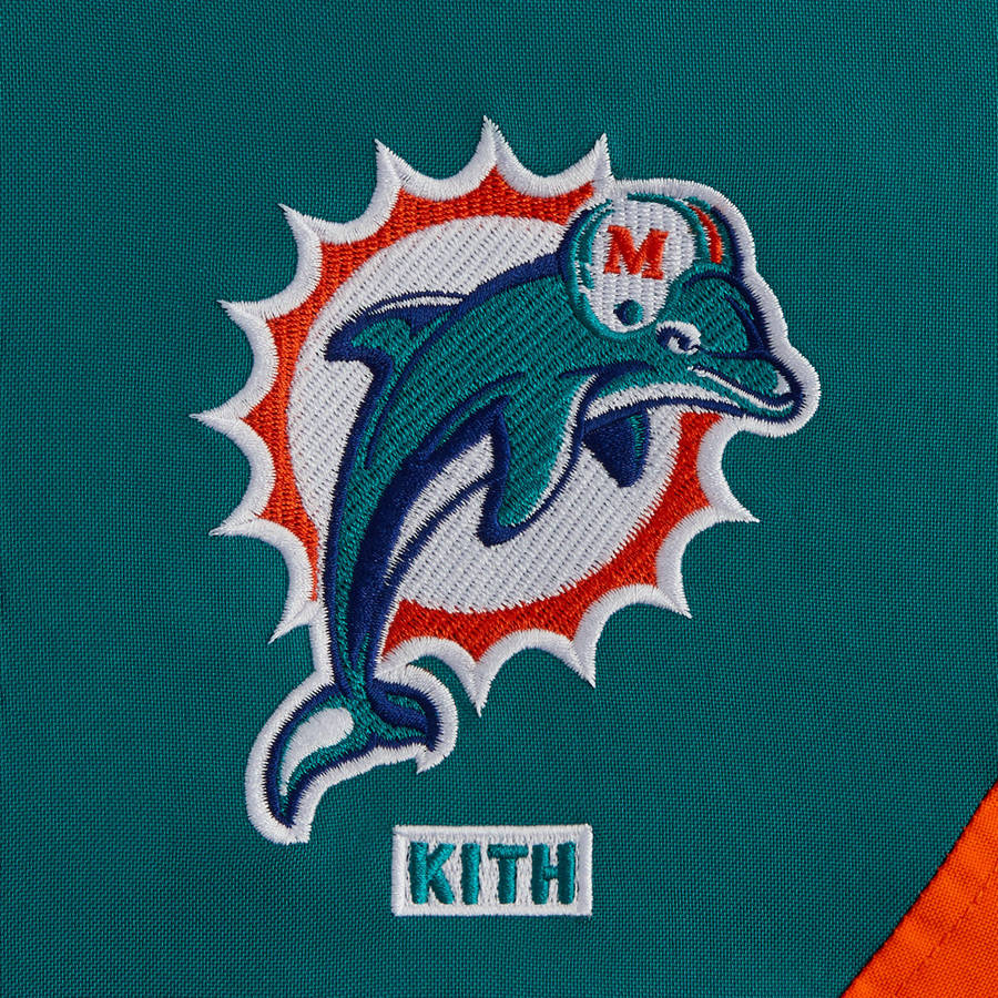 Green / Orange / White Men Kith and '47 for the NFL: Dolphins Quarter Zip Anorak With Hood Jackets | 4395-JYKMT