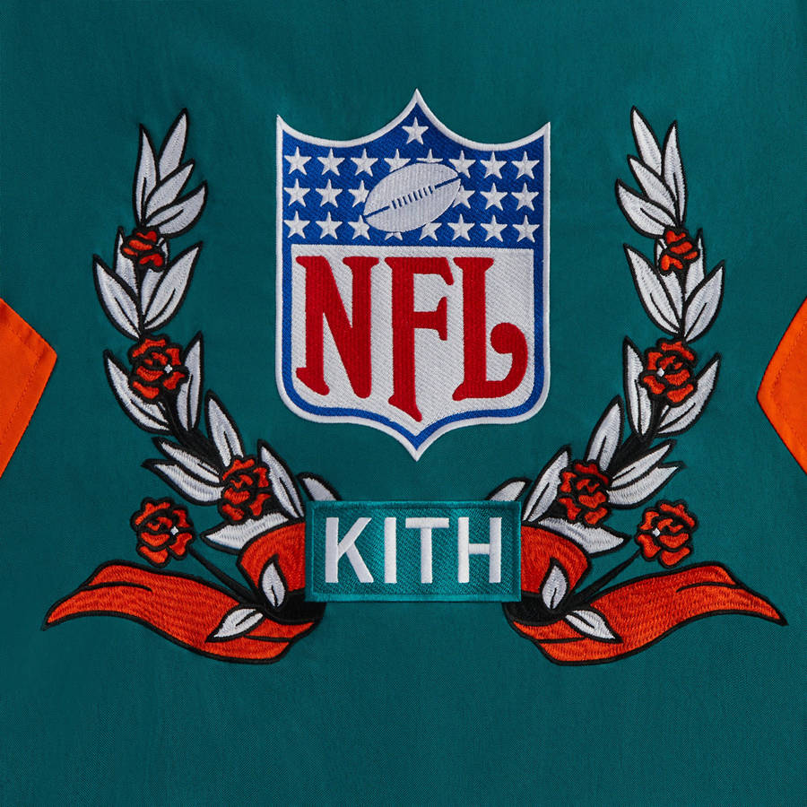 Green / Orange / White Men Kith and '47 for the NFL: Dolphins Quarter Zip Anorak With Hood Jackets | 4395-JYKMT