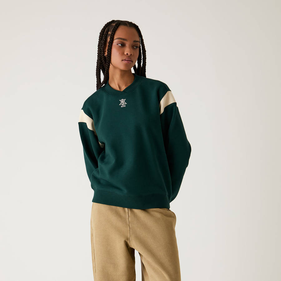 Green / White Women Kith Asher II Crest Crewneck Sweaters | 4067-YULTA