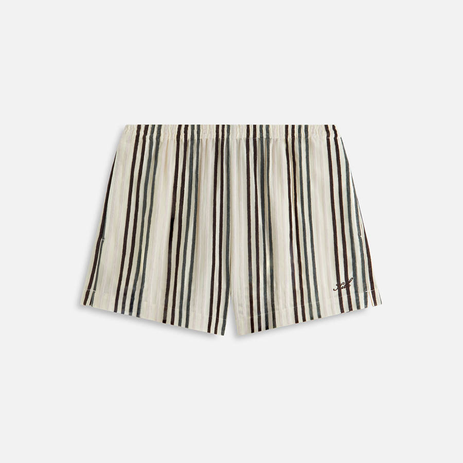 Green / White Women Kith Erika II Chenille Stripe Shorts | 6873-SBIXW