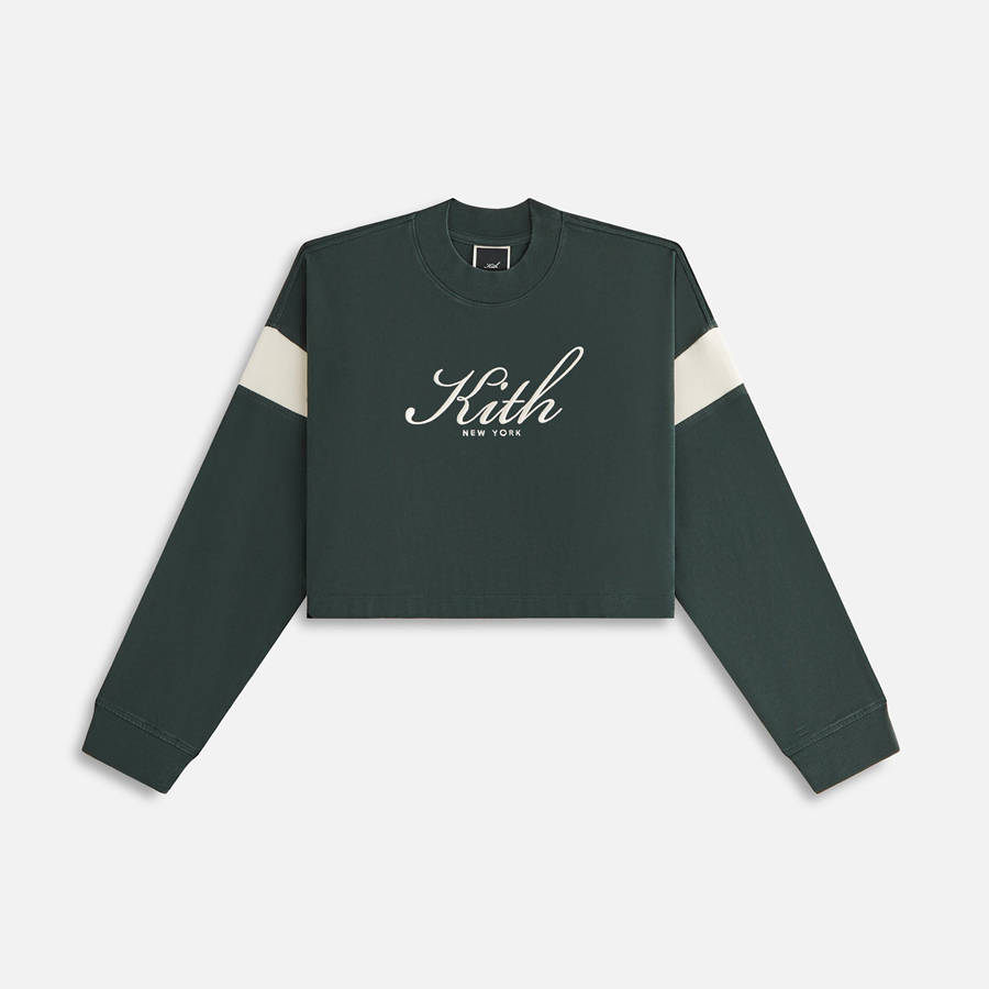 Green / White Women Kith Jasper Script Long Sleeve T-Shirt | 5793-KCWXY