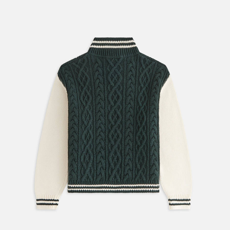 Green / White Women Kith Wyler Cable Full Zip Sweater Jackets | 8570-RTFGJ