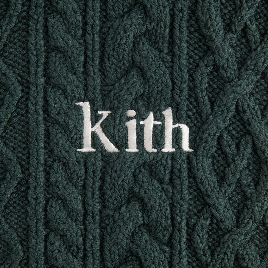 Green / White Women Kith Wyler Cable Full Zip Sweater Jackets | 8570-RTFGJ