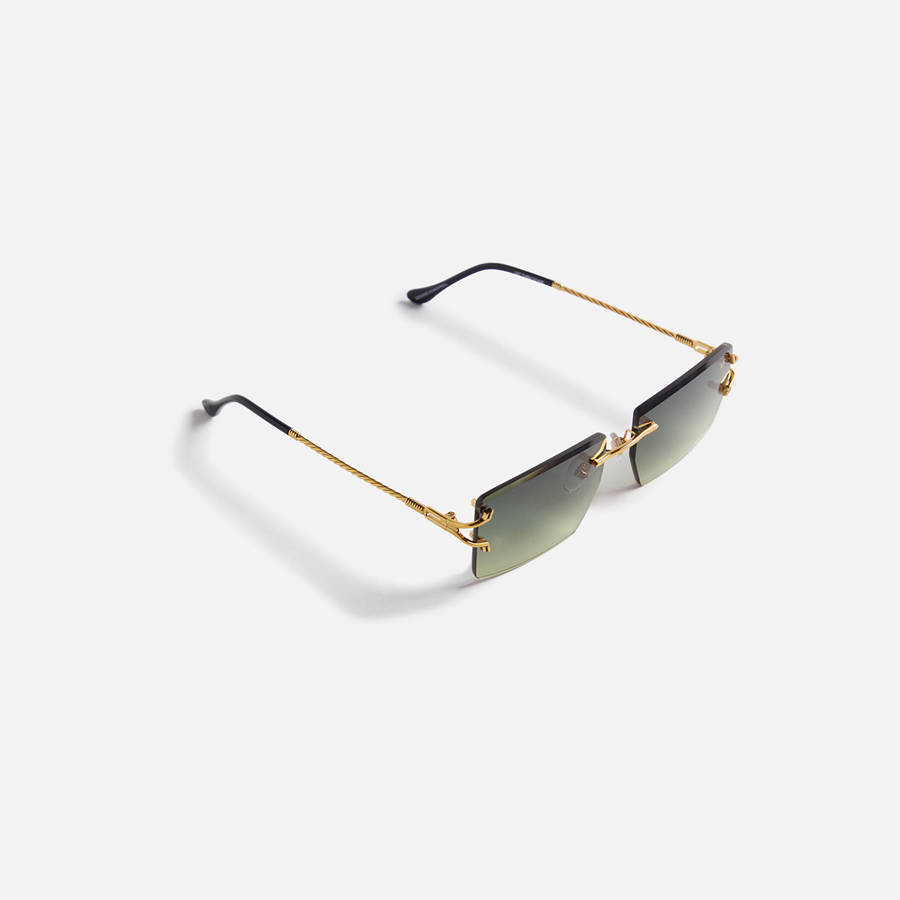 Green / Yellow Men Kith Vintage Frames Icon 24Kt Yellow Gold Sunglasses | 4758-OBJCK