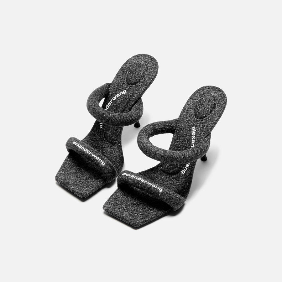 Grey Blue Women Kith Alexander Wang Julie Tubular Sandal Heels | 7926-LKBPY