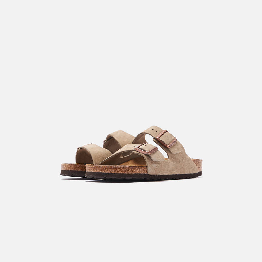 Grey Brown Men Kith Birkenstock Arizona Soft Footbed Suede Sandals | 5964-ILKED