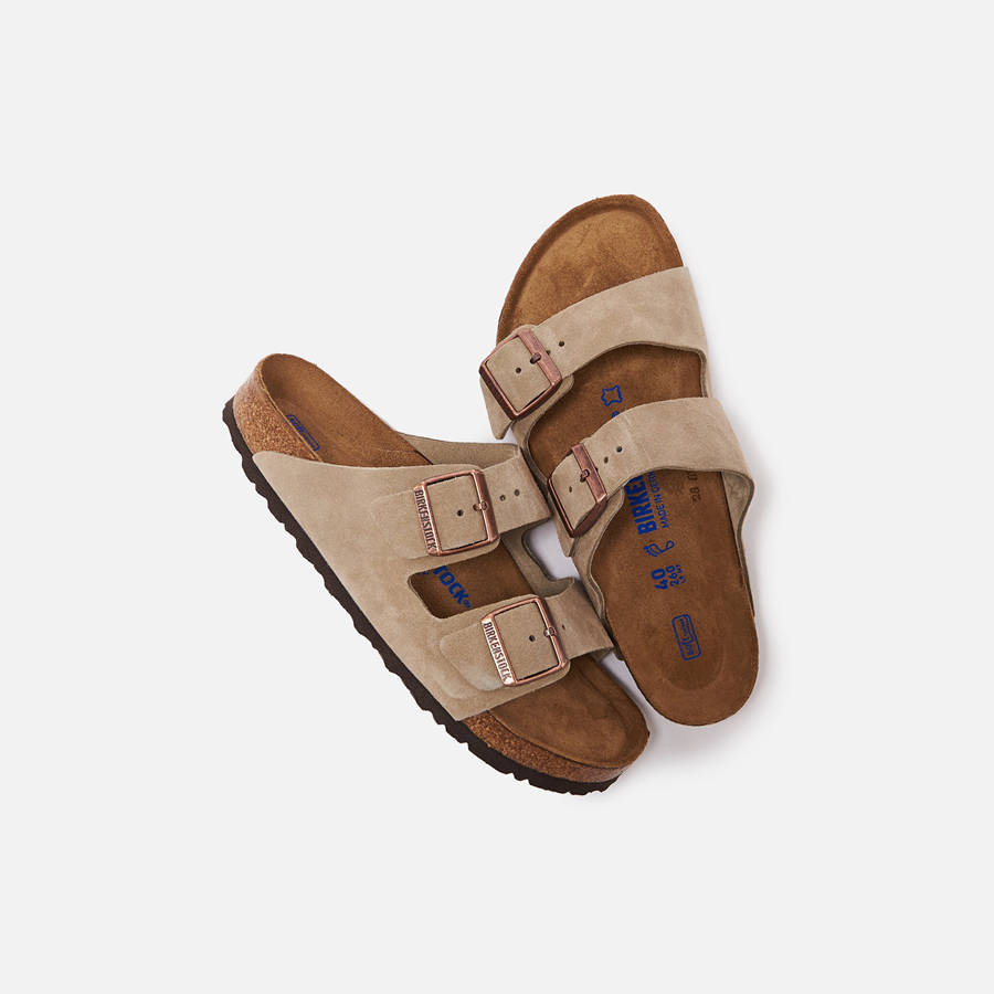 Grey Brown Men Kith Birkenstock Arizona Soft Footbed Suede Sandals | 5964-ILKED