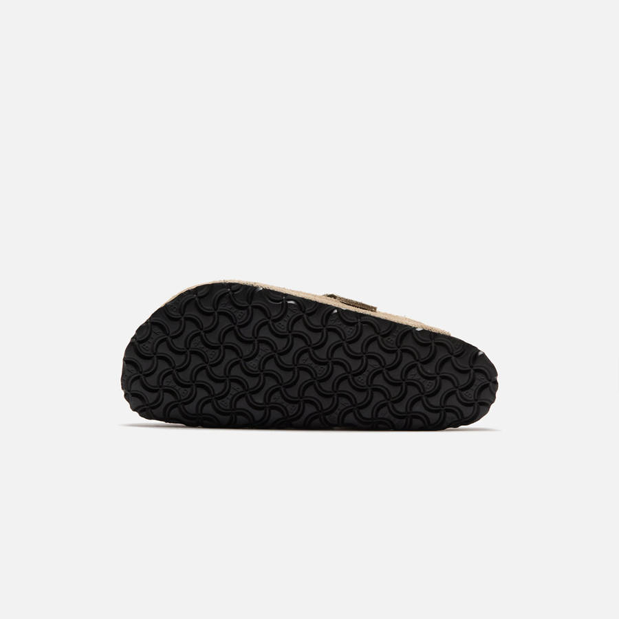 Grey Brown Men Kith Birkenstock Boston Shearling Suede Sandals | 6584-RJTPC