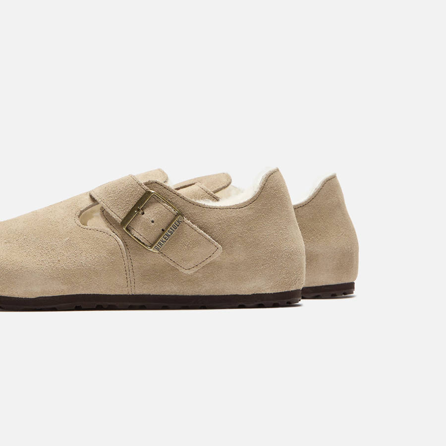 Grey Brown Men Kith Birkenstock London Shearling Sandals | 7084-JGXFW