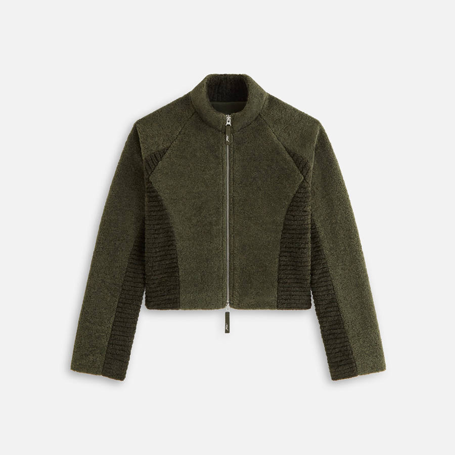 Grey Green Women Kith Daelyn Sherpa Track Zip Jackets | 0375-LVCIU