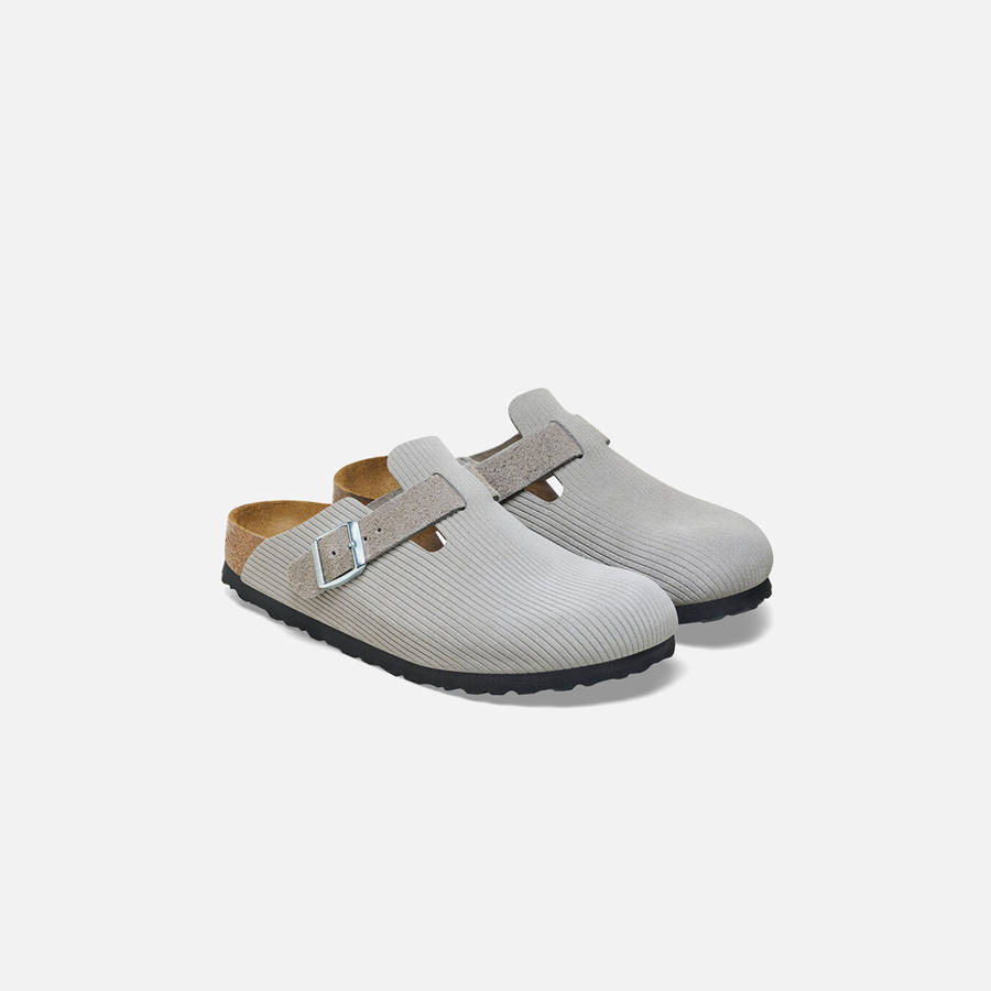 Grey Men Kith Birkenstock Boston Corduroy Sandals | 1508-SQNDG