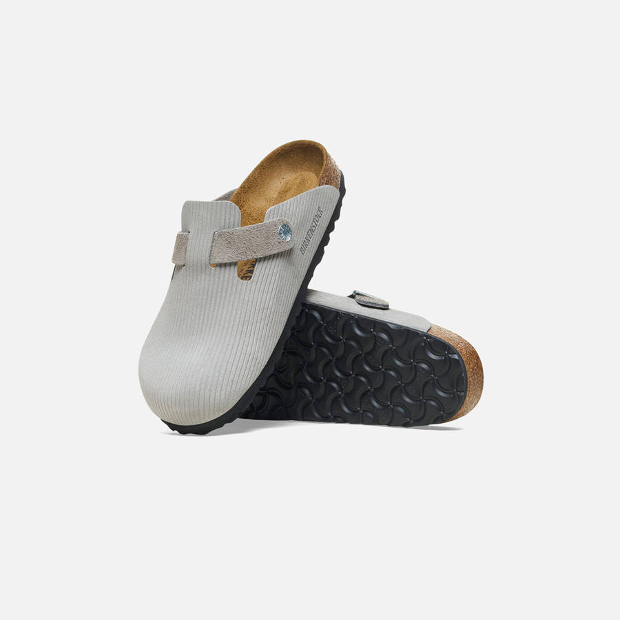 Grey Men Kith Birkenstock Boston Corduroy Sandals | 1508-SQNDG