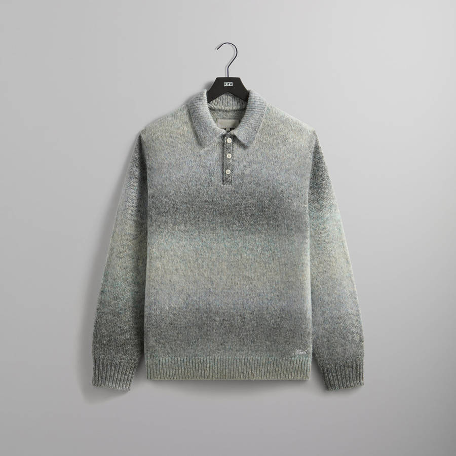 Grey Men Kith Gradient Harmon Rugby Pullover Sweater Sweatshirts | 3806-FAODR
