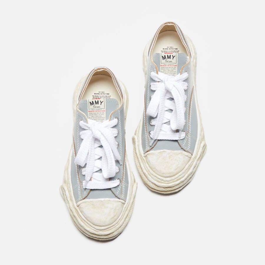 Grey Men Kith Mihara Yasuhiro Peterson Low 23 Cracking Leather Sneakers | 0851-JADKW