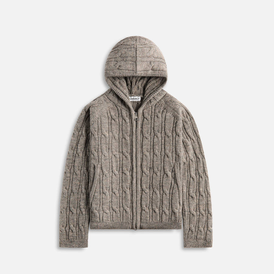 Grey Men Kith Our Legacy Level Hood Stable Melange Isles Wool Sweater Sweatshirts | 0516-QLKEP
