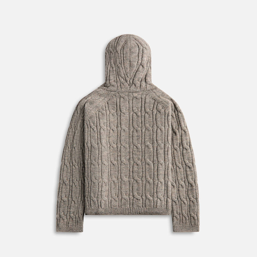 Grey Men Kith Our Legacy Level Hood Stable Melange Isles Wool Sweater Sweatshirts | 0516-QLKEP