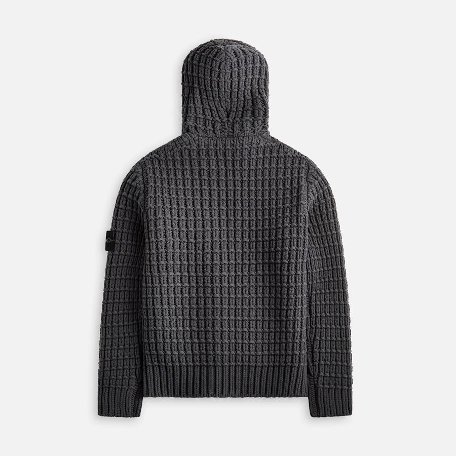 Grey Men Kith Stone Island Zip Knit Hoodie | 1507-DXQPK