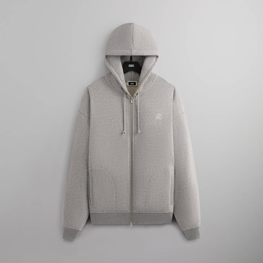 Grey Men Kith Suede Fleece Nelson Full Zip Hoodie | 8579-LOKSU