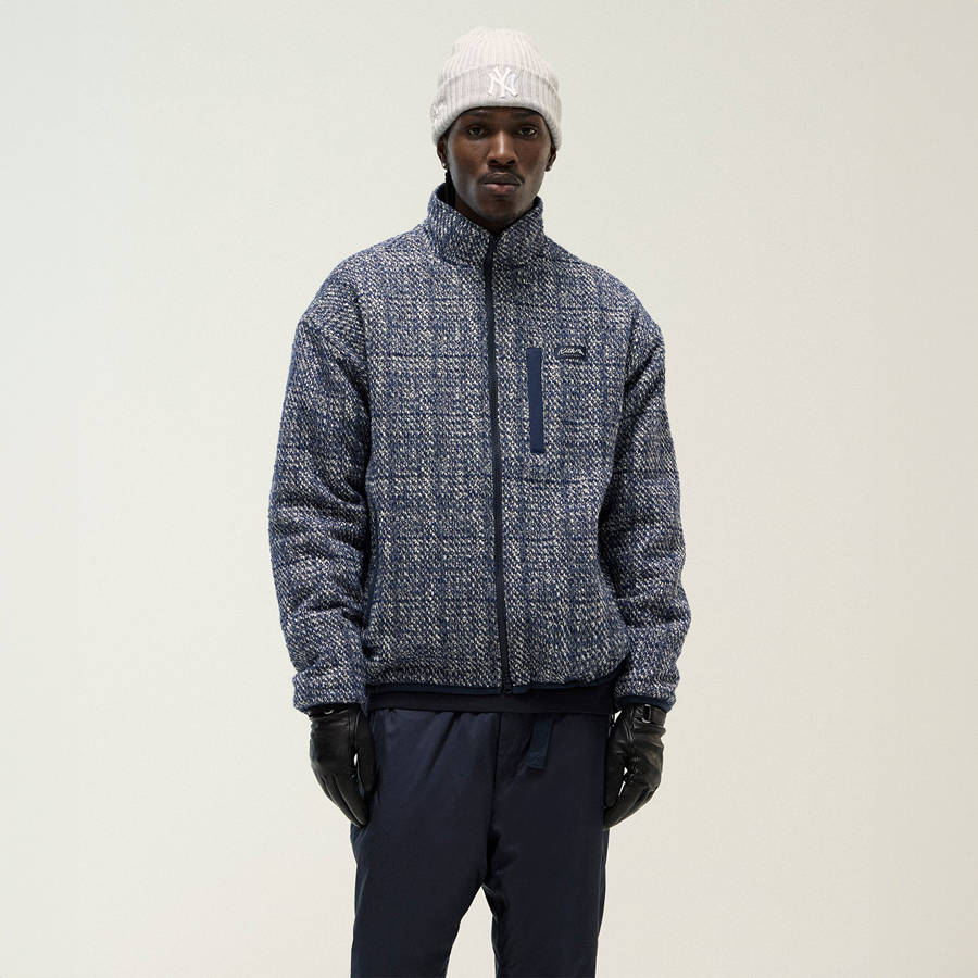 Grey Men Kith Textured Tweed Claremont Full Zip Jackets | 3087-DYBQK